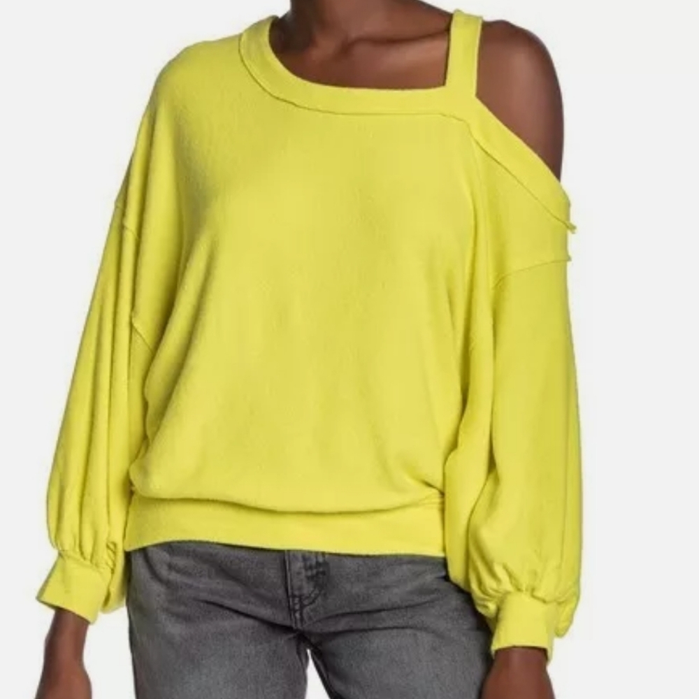 Free People Cutout Long-sleeve Top In Lemon Squeez